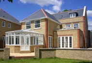 Unique Architecturally designed house, incoporating contrasting bricks, stone & great windows/conservatory/orangerie